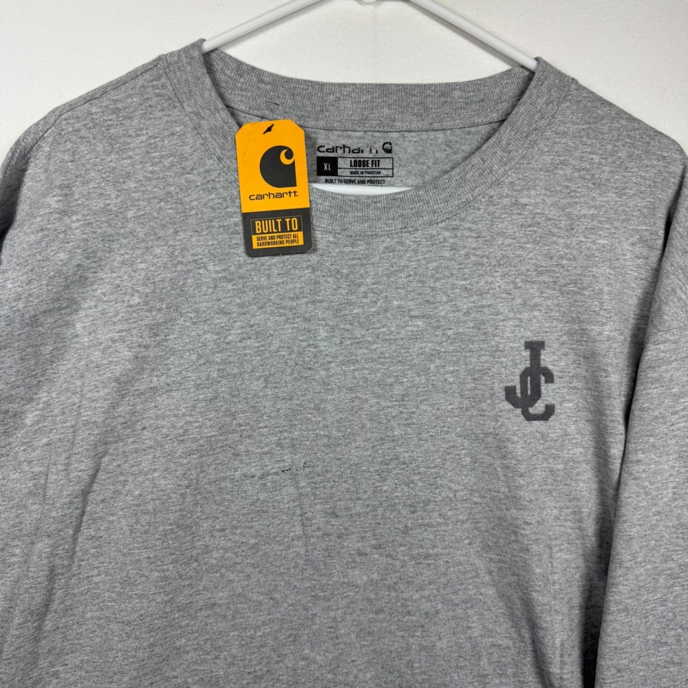 Carhartt Mens XL Loose Fit Heavyweight Long Sleeve Logo Graphic T-Shirt K231-HGY